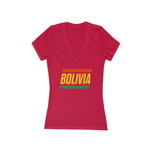 BOLIVIA BOLD (7 Colors) - Women's Jersey Short Sleeve Deep V-Neck Tee