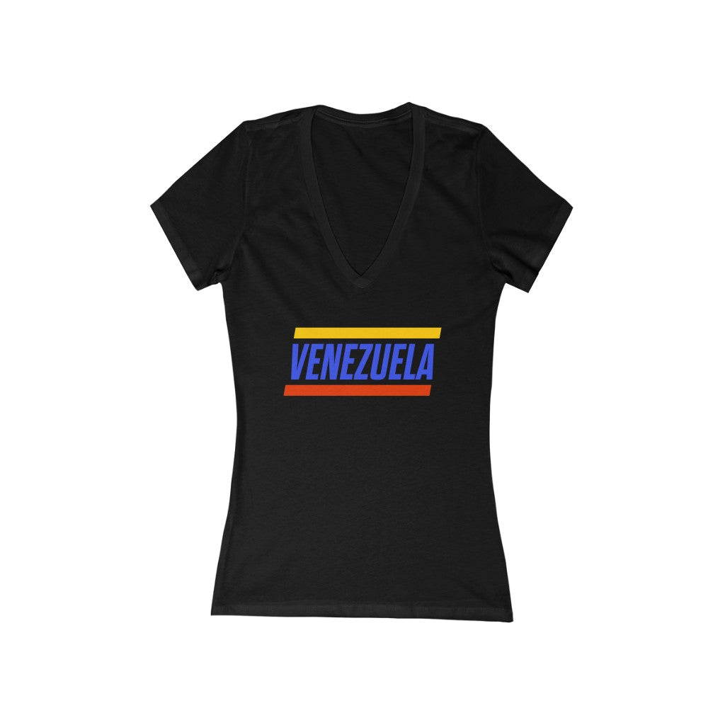 VENEZUELA BOLD (5 Colors) - Women's Jersey Short Sleeve Deep V-Neck Tee