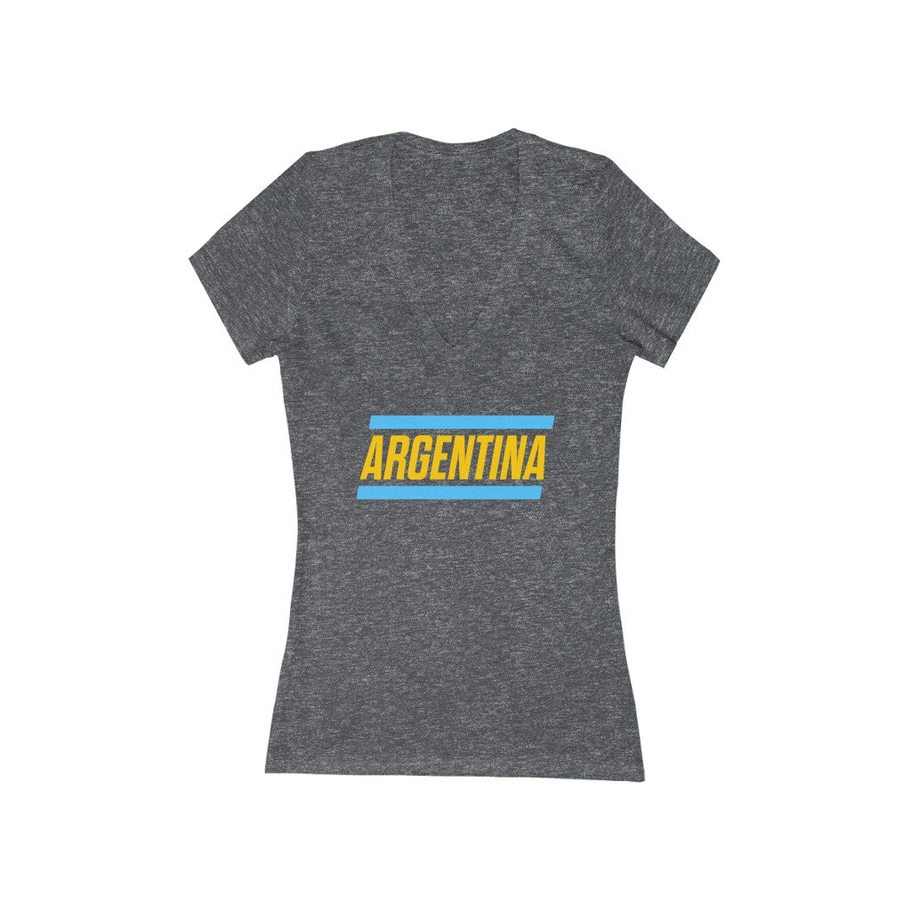 ARGENTINA BOLD (7 Colors) - Women's Jersey Short Sleeve Deep V-Neck Tee