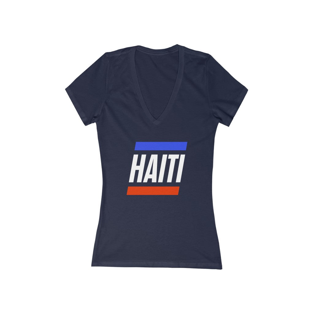 HAITI BOLD (6 Colors) - Women's Jersey Short Sleeve Deep V-Neck Tee