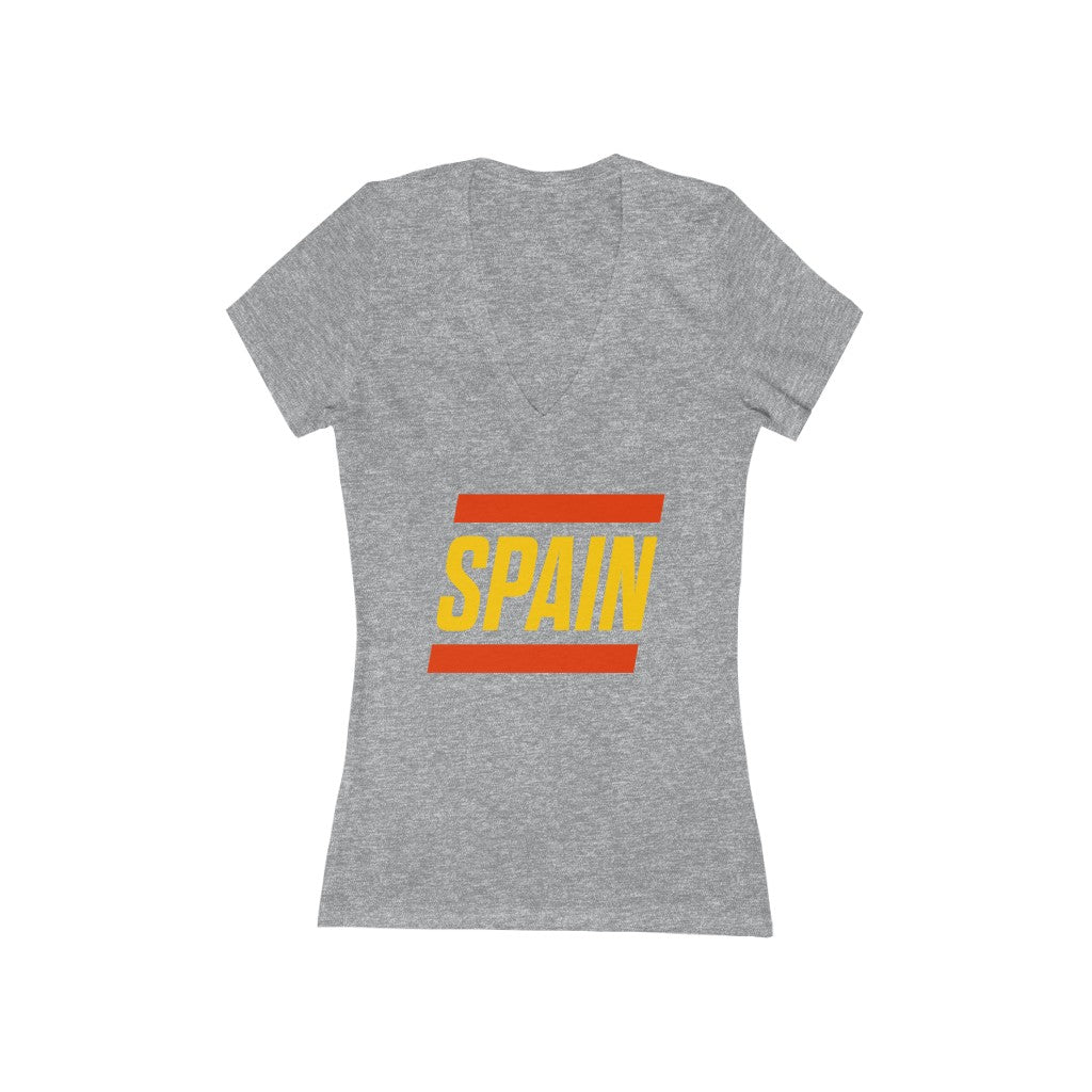 SPAIN BOLD (7 Colors) - Women's Jersey Short Sleeve Deep V-Neck Tee