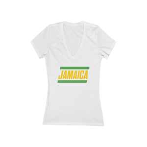 JAMAICA BOLD (7 Colors) - Women's Jersey Short Sleeve Deep V-Neck Tee