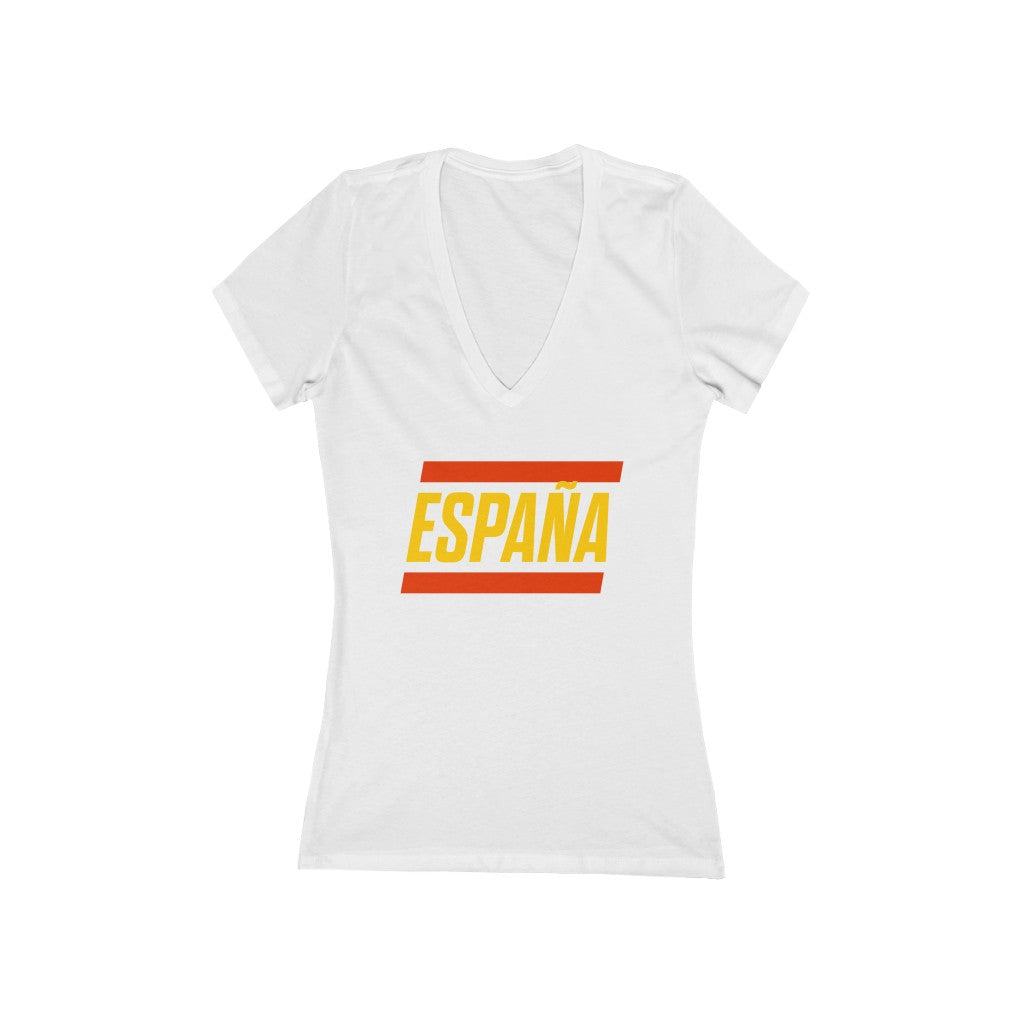 ESPAÑA BOLD (7 Colors) - Women's Jersey Short Sleeve Deep V-Neck Tee