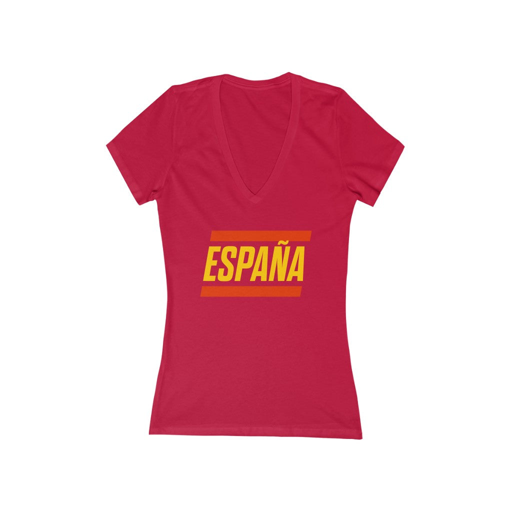 ESPAÑA BOLD (7 Colors) - Women's Jersey Short Sleeve Deep V-Neck Tee