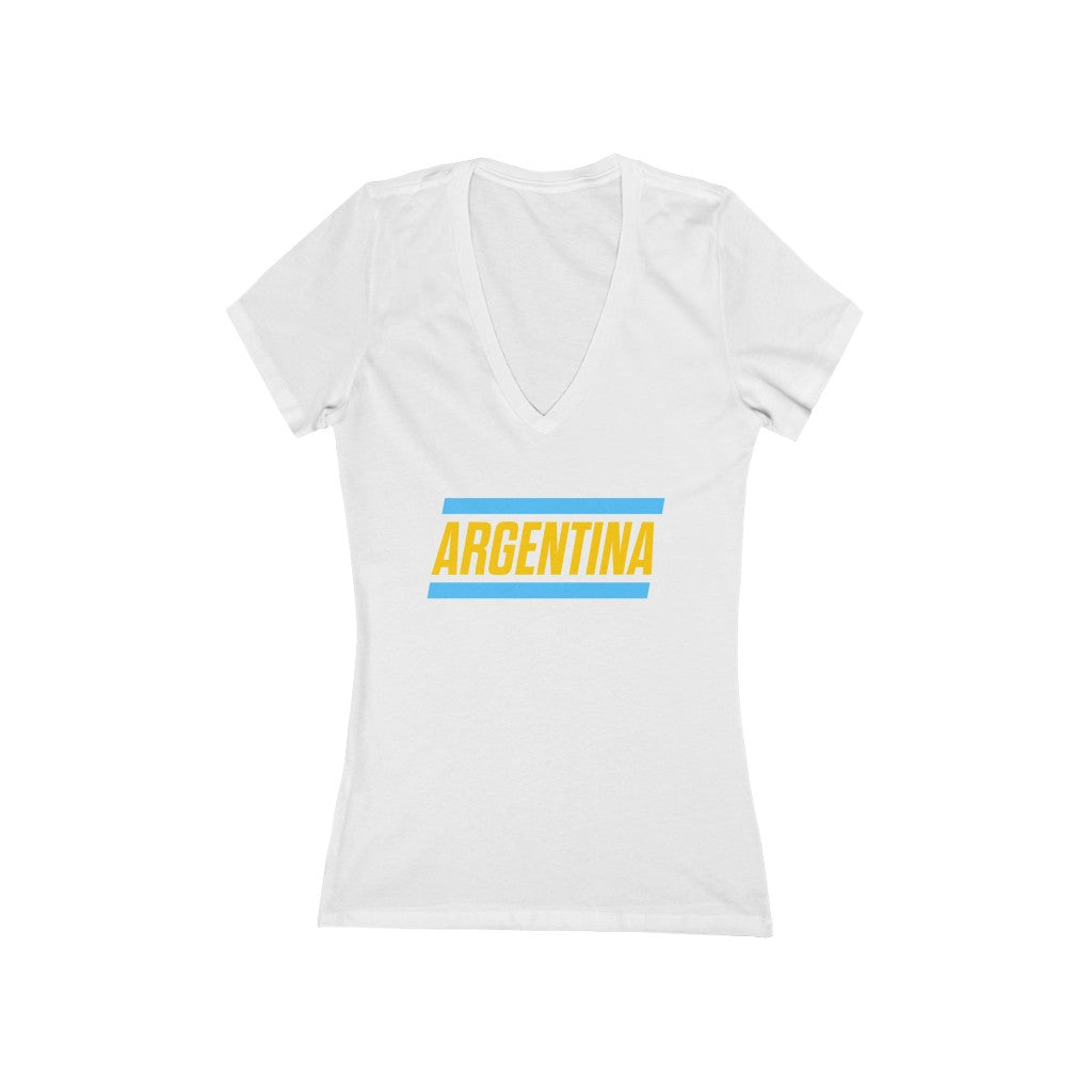 ARGENTINA BOLD (7 Colors) - Women's Jersey Short Sleeve Deep V-Neck Tee