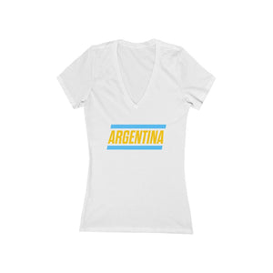 ARGENTINA BOLD (7 Colors) - Women's Jersey Short Sleeve Deep V-Neck Tee