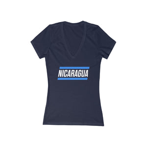 NICARAGUA BOLD (7 Colors) - Women's Jersey Short Sleeve Deep V-Neck Tee