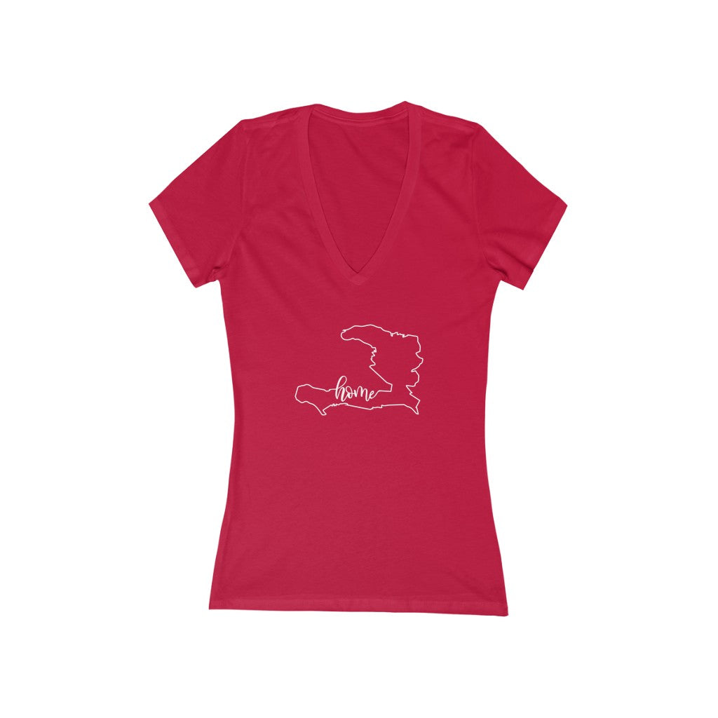 HAITI (7 Colors) - Women's Jersey Short Sleeve Deep V-Neck Tee