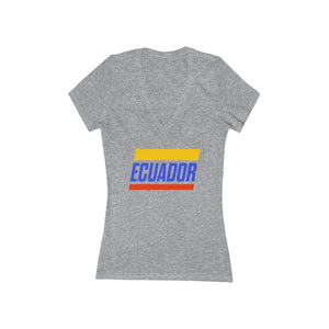 ECUADOR BOLD (6 Colors) - Women's Jersey Short Sleeve Deep V-Neck Tee