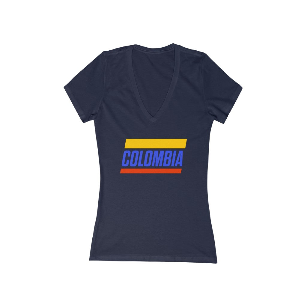 COLOMBIA BOLD (6 Colors) - Women's Jersey Short Sleeve Deep V-Neck Tee