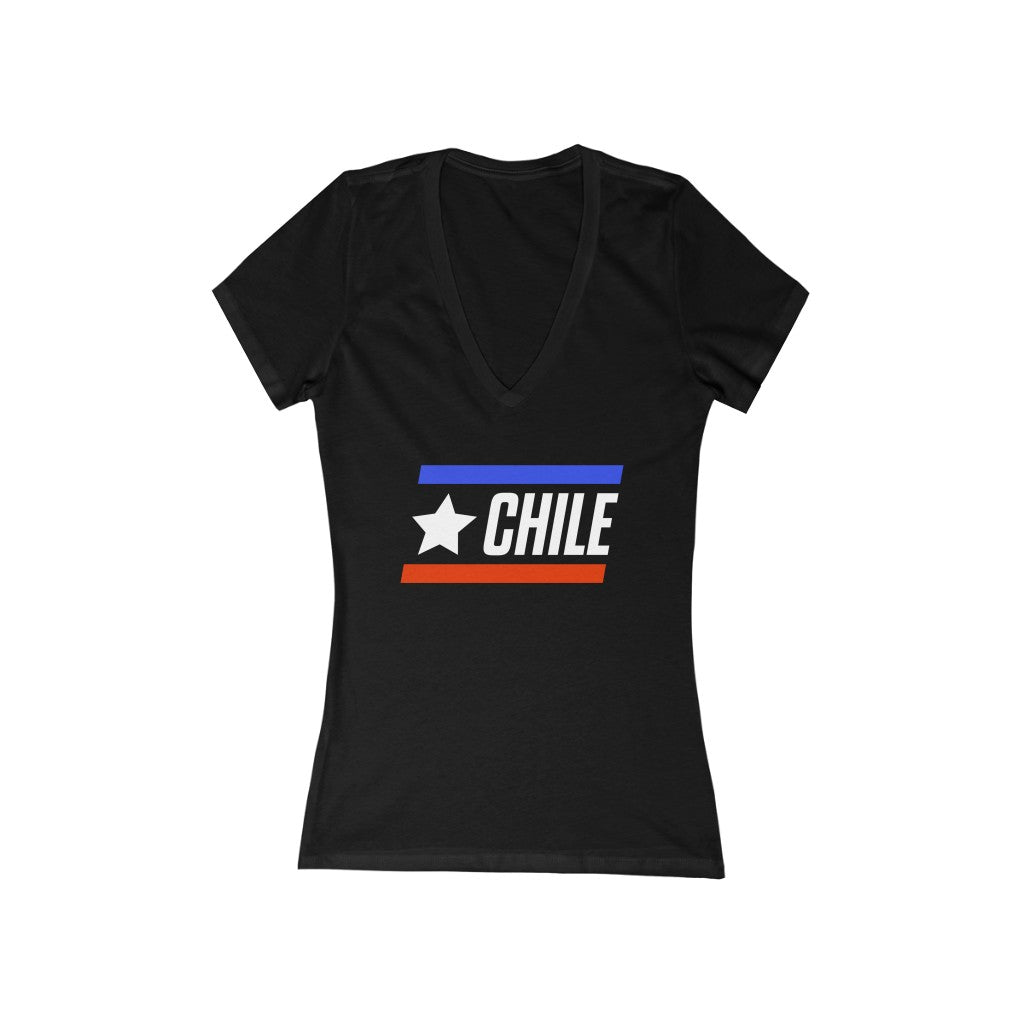 CHILE BOLD (6 Colors) - Women's Jersey Short Sleeve Deep V-Neck Tee