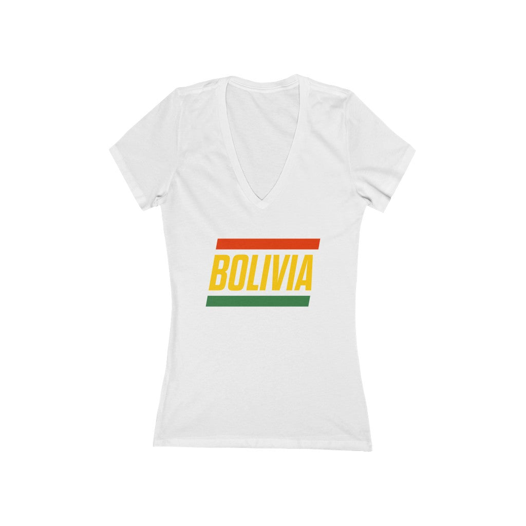 BOLIVIA BOLD (7 Colors) - Women's Jersey Short Sleeve Deep V-Neck Tee