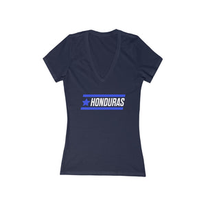 HONDURAS BOLD (7 Colors) - Women's Jersey Short Sleeve Deep V-Neck Tee