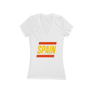 SPAIN BOLD (7 Colors) - Women's Jersey Short Sleeve Deep V-Neck Tee