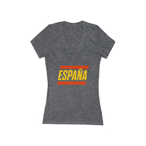 ESPAÑA BOLD (7 Colors) - Women's Jersey Short Sleeve Deep V-Neck Tee