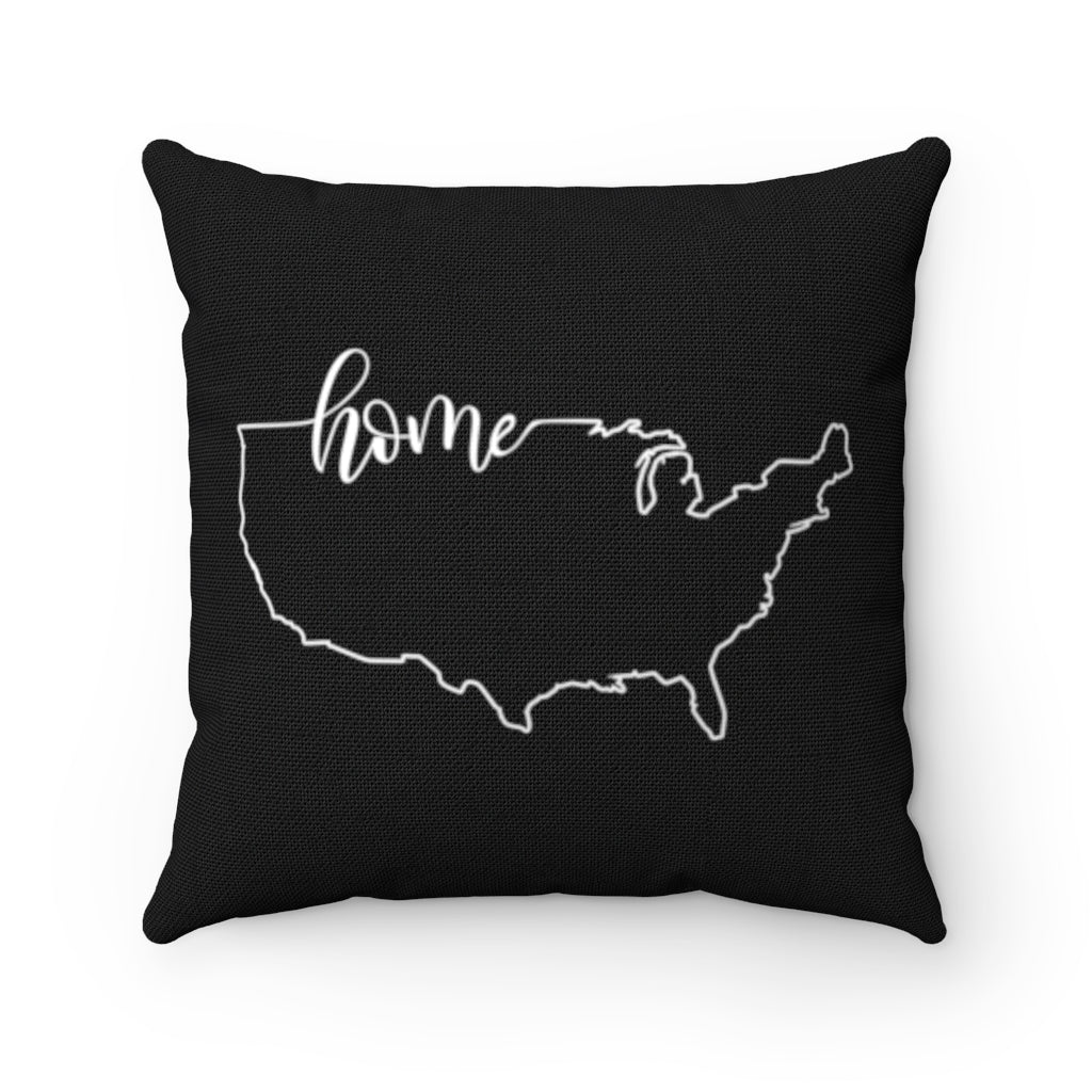 UNITED STATES (Black) - Polyester Square Pillow