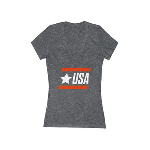 UNITED STATES BOLD (7 Colors) - Women's Jersey Short Sleeve Deep V-Neck Tee