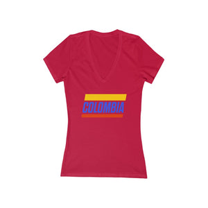 COLOMBIA BOLD (6 Colors) - Women's Jersey Short Sleeve Deep V-Neck Tee