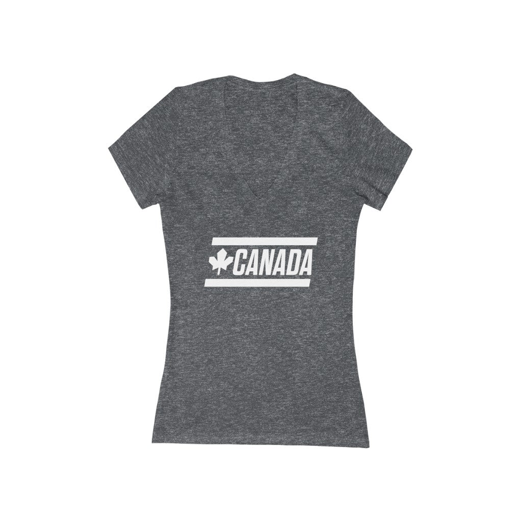 CANADA BOLD (7 Colors) - Women's Jersey Short Sleeve Deep V-Neck Tee