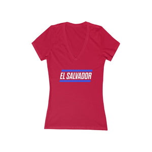 EL SALVADOR BOLD (7 Colors) - Women's Jersey Short Sleeve Deep V-Neck Tee