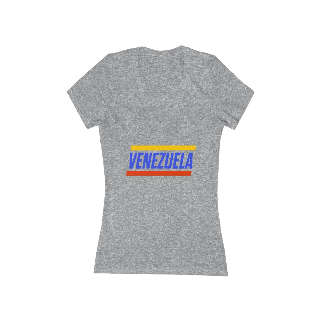 VENEZUELA BOLD (5 Colors) - Women's Jersey Short Sleeve Deep V-Neck Tee