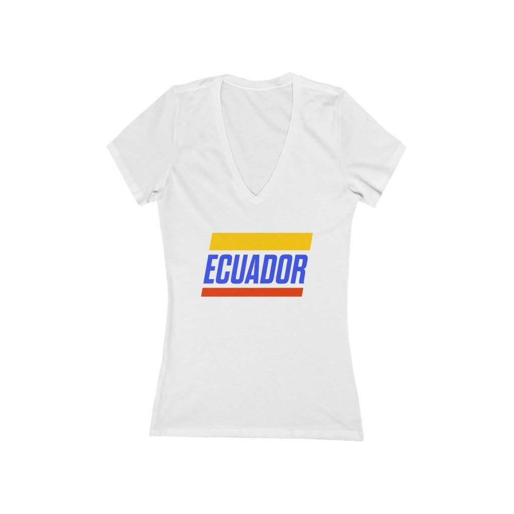 ECUADOR BOLD (6 Colors) - Women's Jersey Short Sleeve Deep V-Neck Tee