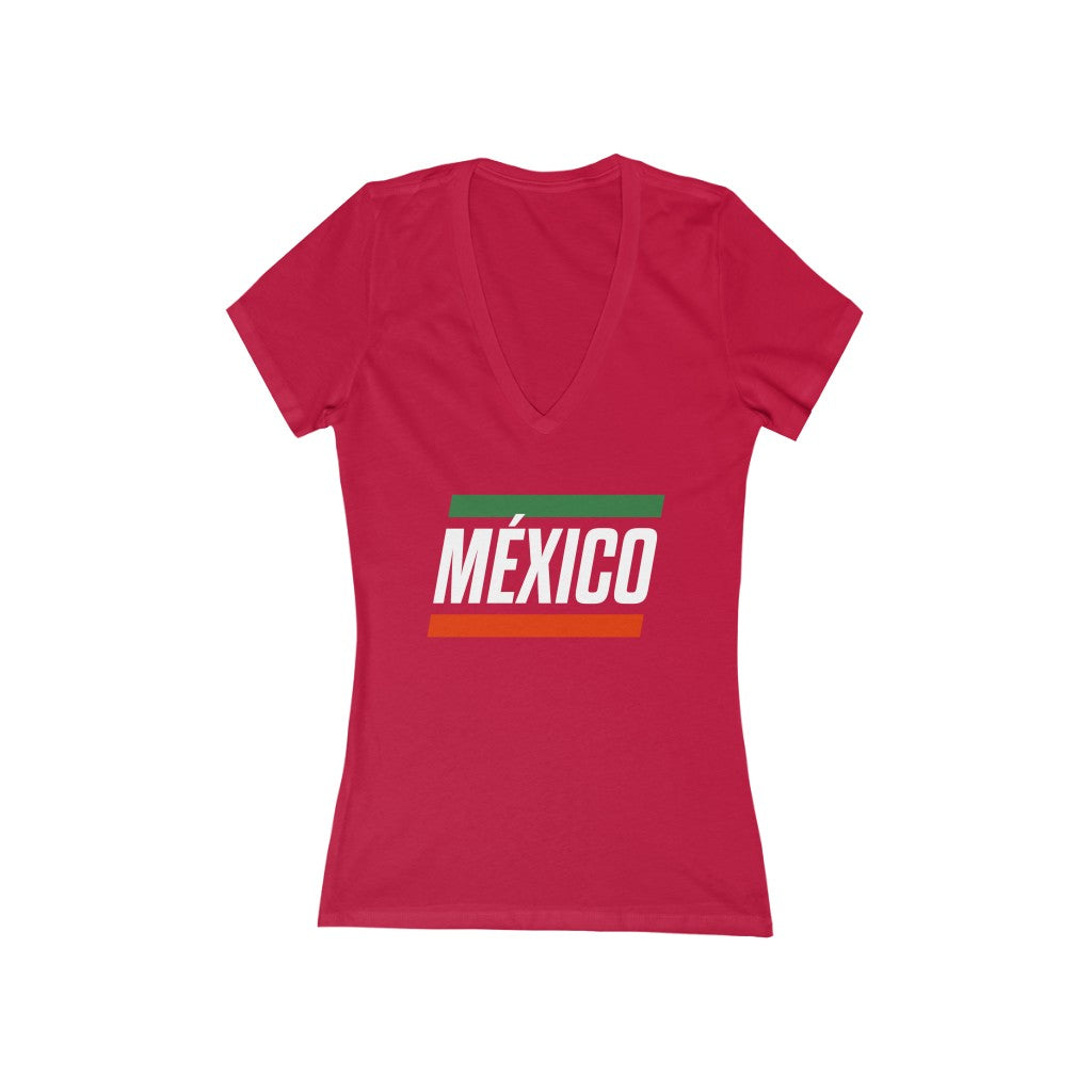 MEXICO BOLD (6 Colors) - Women's Jersey Short Sleeve Deep V-Neck Tee