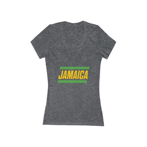 JAMAICA BOLD (7 Colors) - Women's Jersey Short Sleeve Deep V-Neck Tee