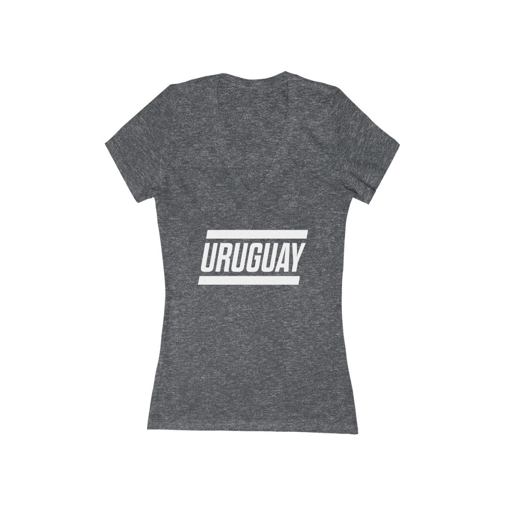 URUGUAY BOLD (7 Colors) - Women's Jersey Short Sleeve Deep V-Neck Tee