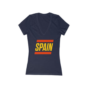 SPAIN BOLD (7 Colors) - Women's Jersey Short Sleeve Deep V-Neck Tee